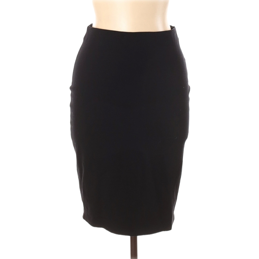 Akira Chicago Red Label Pencil Skirt Size L Black Knee Length Elastic Waist